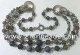 CGN638 24 inches chinese crystal & striped agate beaded necklaces