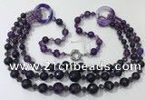 CGN639 24 inches chinese crystal & striped agate beaded necklaces