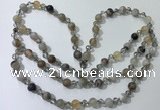 CGN650 22 inches chinese crystal & striped agate beaded necklaces