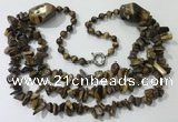 CGN676 22 inches stylish yellow tiger eye beaded necklaces