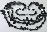 CGN687 23.5 inches chinese crystal & black agate beaded necklaces