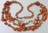 CGN688 23.5 inches chinese crystal & coral beaded necklaces