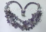 CGN696 22.5 inches chinese crystal & amethyst beaded necklaces