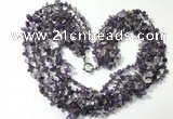 CGN721 19.5 inches stylish 6 rows amethyst chips necklaces
