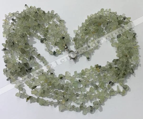 CGN722 19.5 inches stylish 6 rows prehnite chips necklaces