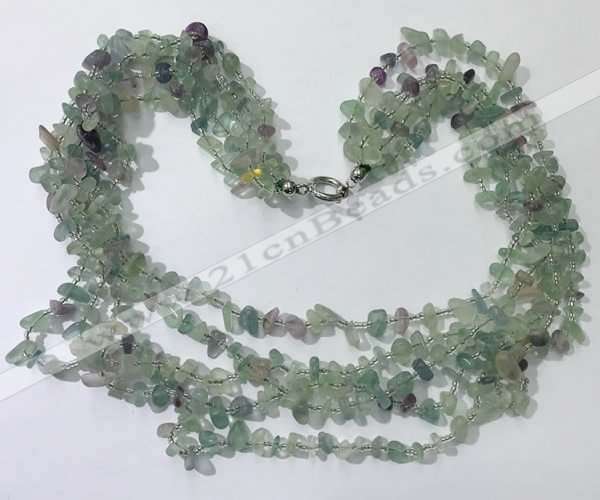 CGN742 19.5 inches stylish 5 rows mixed gemstone chips necklaces