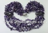 CGN756 20 inches stylish 6 rows amethyst chips necklaces