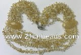 CGN757 20 inches stylish 6 rows citrine chips necklaces