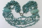 CGN764 20 inches stylish 6 rows turquoise chips necklaces