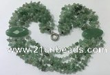 CGN765 20 inches stylish 6 rows green aventurine chips necklaces