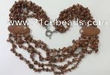 CGN766 20 inches stylish 6 rows goldstone chips necklaces