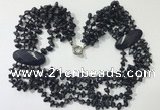CGN767 20 inches stylish 6 rows blue goldstone chips necklaces
