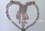 CGN810 19.5 inches chinese crystal & rose quartz statement necklaces