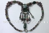 CGN815 19.5 inches chinese crystal & Indian agate statement necklaces