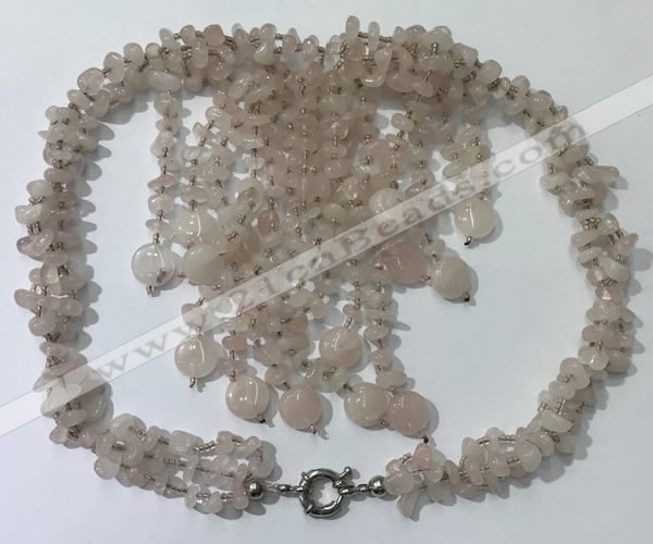 CGN825 20 inches stylish rose quartz statement necklaces