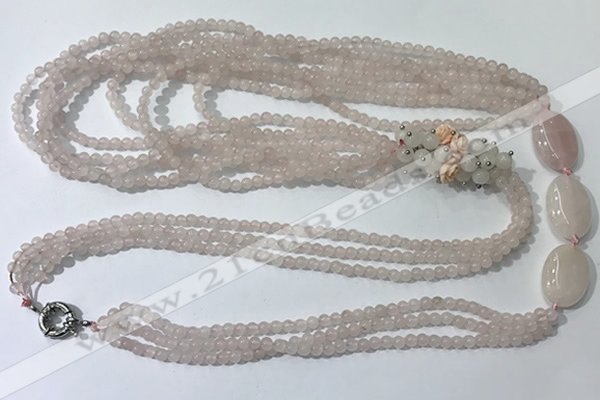 CGN845 30 inches trendy rose quartz long beaded necklaces