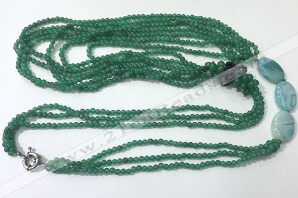 CGN847 30 inches trendy green agate long beaded necklaces