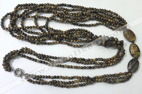 CGN854 30 inches trendy yellow tiger eye long beaded necklaces