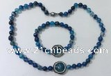 CGN875 19.5 inches 8mm round striped agate jewelry sets