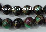 CGO05 15.5 inches 12mm round gold multi-color stone beads