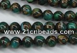 CGO101 15.5 inches 6mm round gold green color stone beads