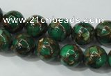 CGO103 15.5 inches 10mm round gold green color stone beads