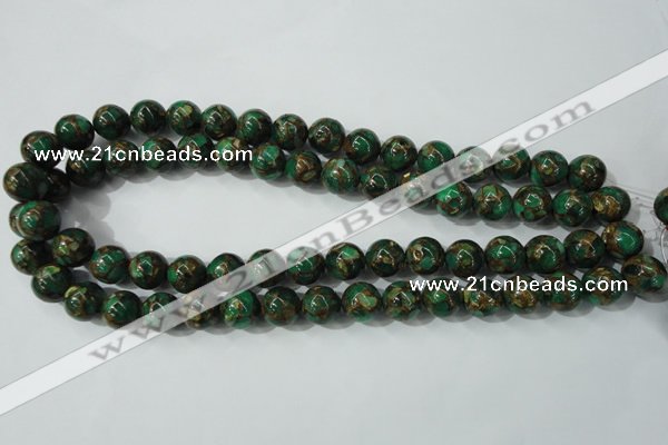 CGO104 15.5 inches 12mm round gold green color stone beads