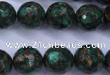 CGO117 15.5 inches 18mm faceted round gold green color stone beads