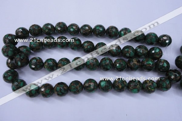 CGO117 15.5 inches 18mm faceted round gold green color stone beads