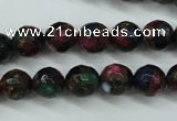 CGO12 15.5 inches 8mm faceted round gold multi-color stone beads