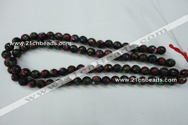 CGO12 15.5 inches 8mm faceted round gold multi-color stone beads