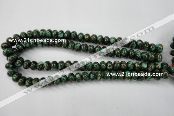 CGO121 15.5 inches 5*8mm rondelle gold green color stone beads