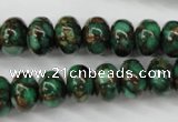 CGO122 15.5 inches 8*12mm rondelle gold green color stone beads