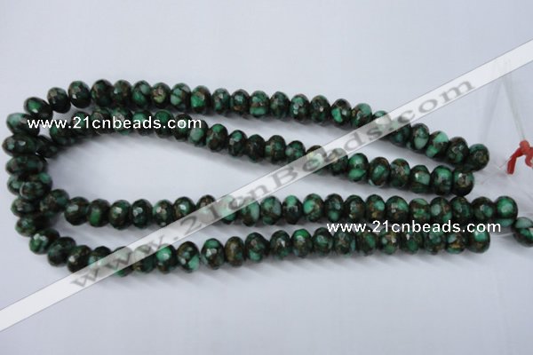 CGO125 15.5 inches 8*12mm faceted rondelle gold green color stone beads