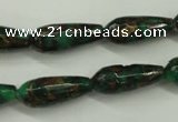 CGO135 15.5 inches 8*20mm faceted teardrop gold green color stone beads