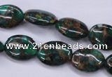 CGO146 15.5 inches 10*14mm oval gold green color stone beads