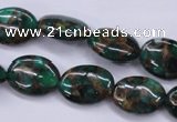 CGO147 15.5 inches 12*16mm oval gold green color stone beads