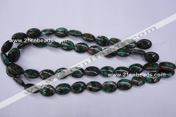 CGO147 15.5 inches 12*16mm oval gold green color stone beads