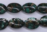 CGO148 15.5 inches 13*18mm oval gold green color stone beads