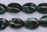 CGO149 15.5 inches 15*20mm oval gold green color stone beads