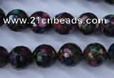 CGO16 15.5 inches 14mm faceted round gold multi-color stone beads