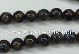 CGO161 15.5 inches 6mm round gold blue color stone beads