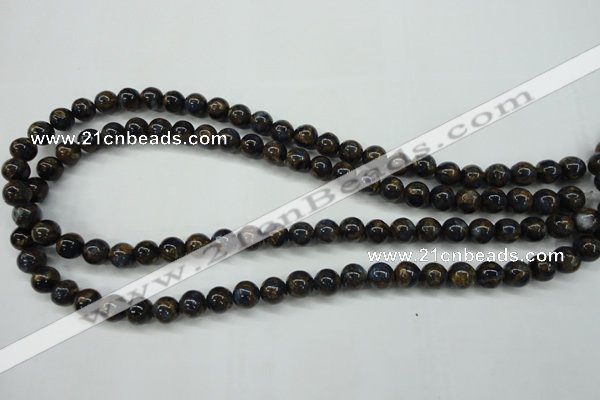 CGO162 15.5 inches 8mm round gold blue color stone beads