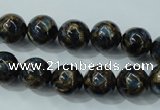 CGO163 15.5 inches 10mm round gold blue color stone beads