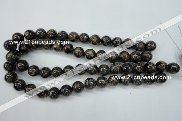 CGO167 15.5 inches 18mm round gold blue color stone beads