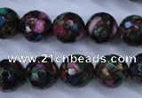 CGO17 15.5 inches 16mm faceted round gold multi-color stone beads