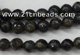 CGO171 15.5 inches 6mm faceted round gold blue color stone beads