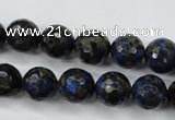 CGO174 15.5 inches 12mm faceted round gold blue color stone beads