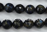 CGO175 15.5 inches 14mm faceted round gold blue color stone beads
