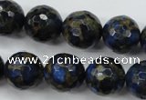 CGO178 15.5 inches 20mm faceted round gold blue color stone beads